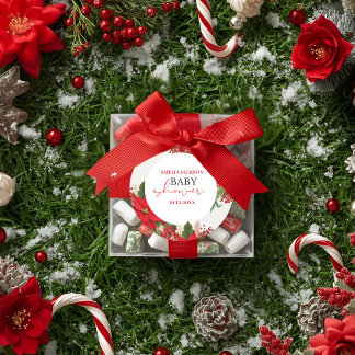 Adesivo Redondo Christmas baby shower festive  