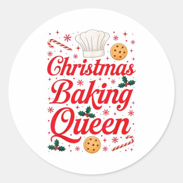 Adesivo Redondo Christmas Baking Queen Funny Xmas Cookie Lover Wom (Frente)