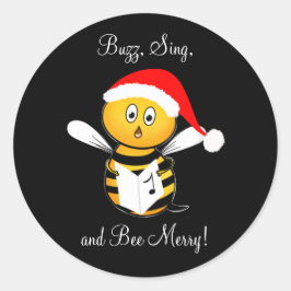 Adesivo Redondo Christmas Bee Singing Bee Merry!