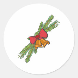 Adesivo Redondo Christmas Bell Print with Pine & red bow wall art
