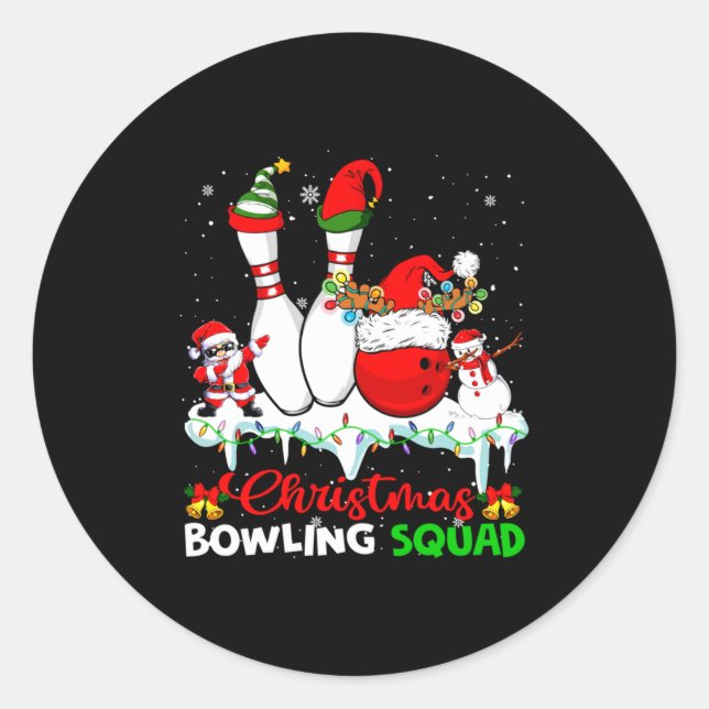 Adesivo Redondo Christmas Bowling Squad Dabbing Santa Elf Bowling  (Frente)