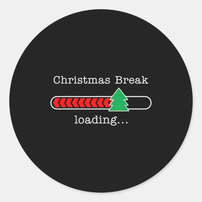 Adesivo Redondo Christmas Break Loading Funny Xmas Holiday Teacher (Frente)
