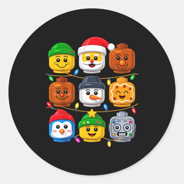 Adesivo Redondo Christmas Building Crew Costume Master Builder Blo (Frente)