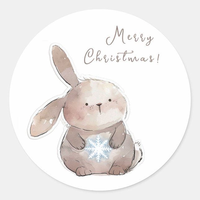 Adesivo Redondo Christmas Bunny and Snowflake, personalized (Frente)