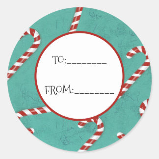 Adesivo Redondo Christmas Candy Cane 