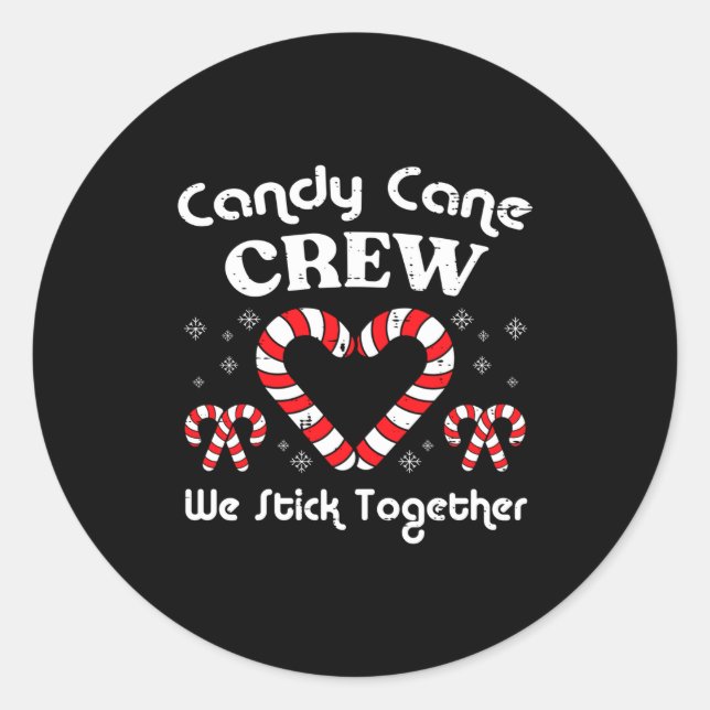 Adesivo Redondo Christmas Candy Cane Crew Stick Together Xmas Wome (Frente)
