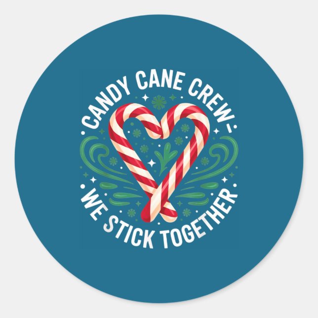 Adesivo Redondo Christmas Candy Cane Crew We Stick Together Matchi (Frente)
