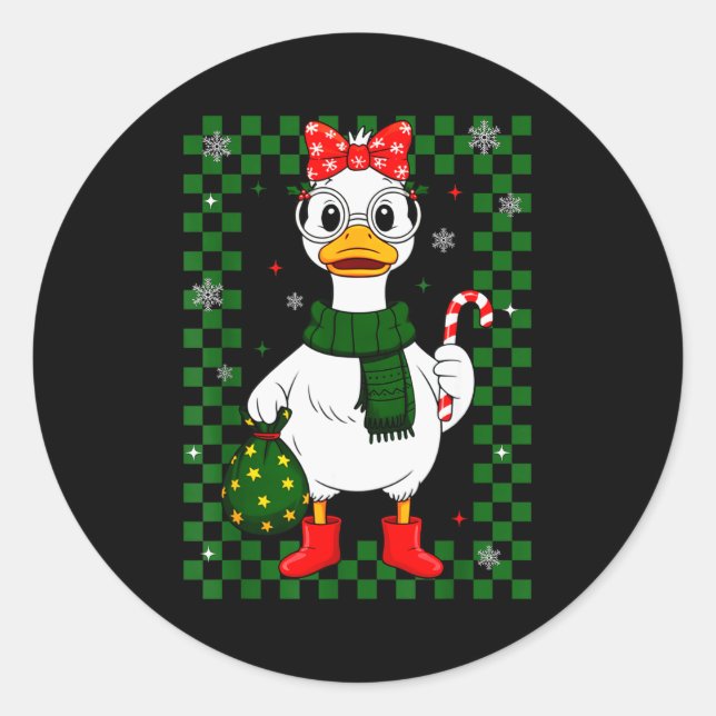 Adesivo Redondo Christmas Candy Cane Goose Matching Couple Xmas Bo (Frente)