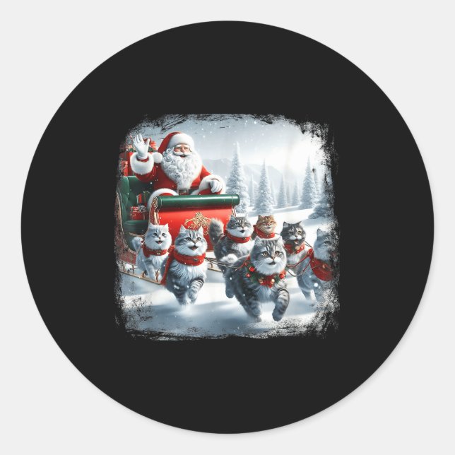 Adesivo Redondo Christmas Cat Funny Cats For Everybody Xmas Men Wo (Frente)