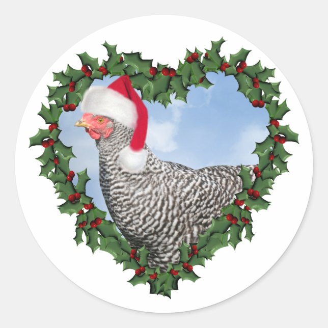 Adesivo Redondo Christmas Chicken * Barred Rock (Frente)