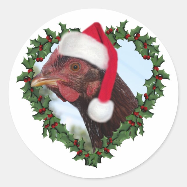 Adesivo Redondo Christmas Chicken *  Rhode Island Red (Frente)