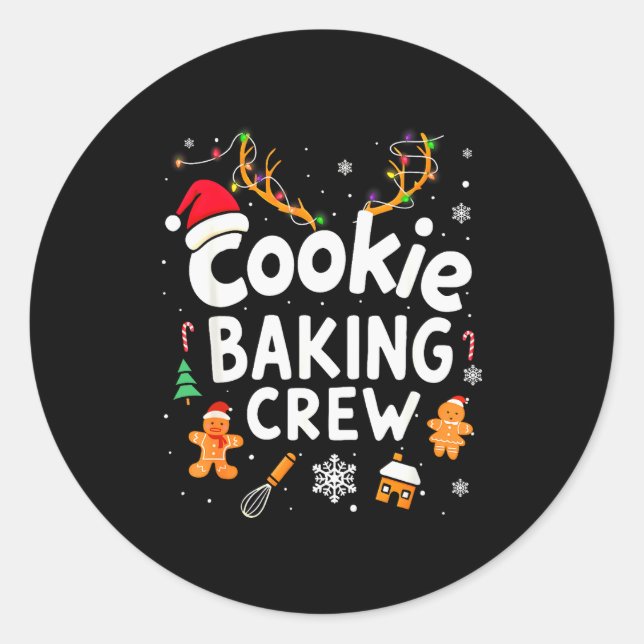 Adesivo Redondo Christmas Cookie Baking Crew Family Baking Team Fu (Frente)