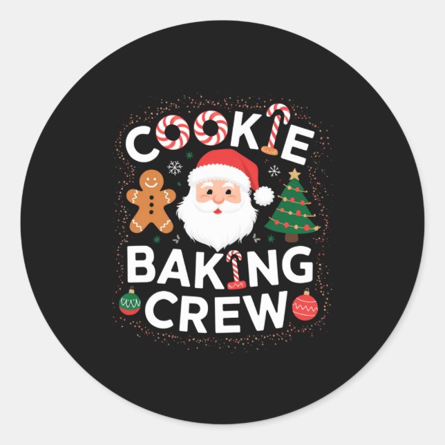 Adesivo Redondo Christmas Cookie Baking Crew Family Christmas Baby (Frente)