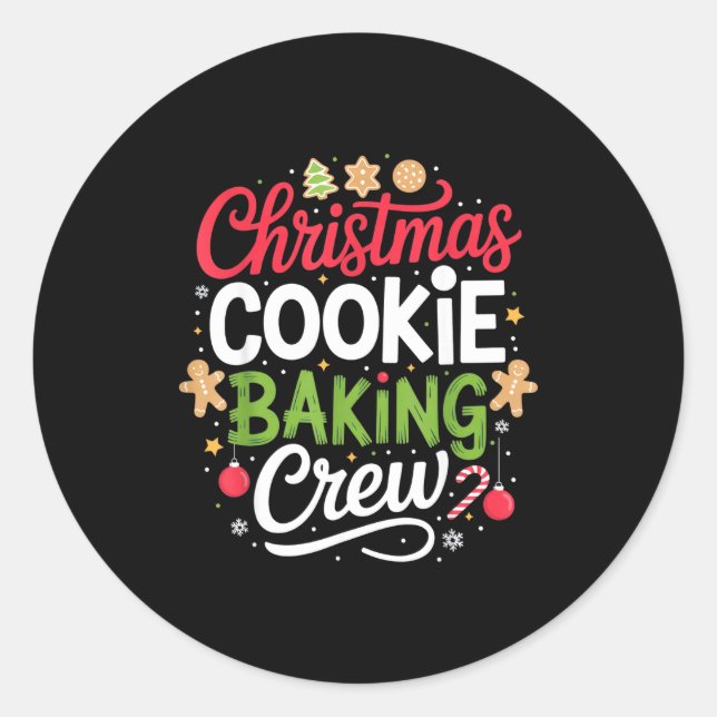 Adesivo Redondo Christmas Cookie Baking Crew Mom Funny Proud Holid (Frente)