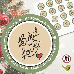 Adesivo Redondo Christmas Cookie Exchange Party Favor Package