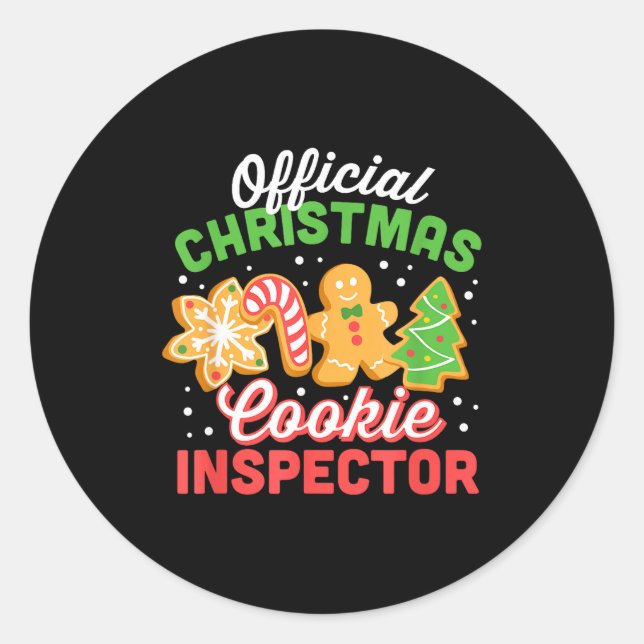 Adesivo Redondo Christmas Cookie Inspector Dad  (Frente)