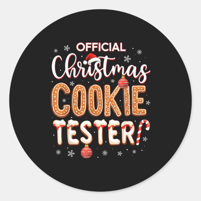 Adesivo Redondo Christmas Cookie Tester Taster Baking Crew Toddle  (Frente)