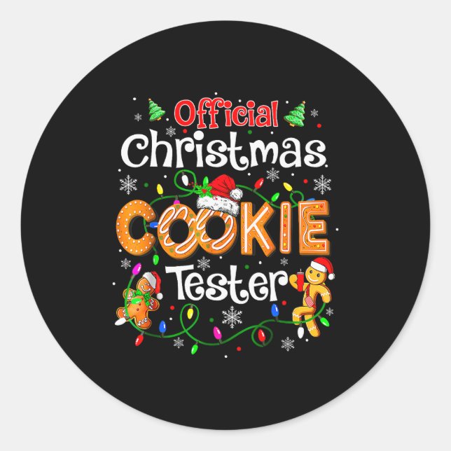 Adesivo Redondo Christmas Cookie Tester Taster Baking Crew Toddle  (Frente)