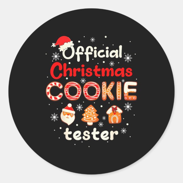 Adesivo Redondo Christmas Cookie Tester Taster Baking Crew Toddler (Frente)