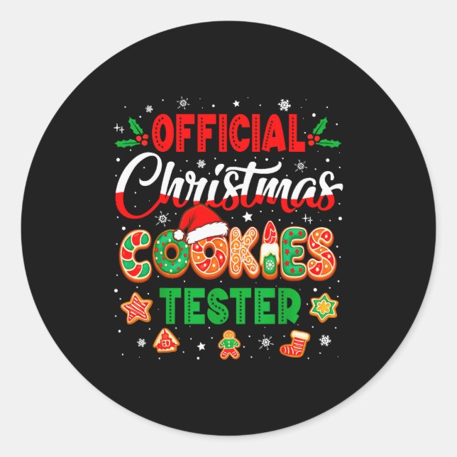 Adesivo Redondo Christmas Cookie Tester Taster Baking Crew Toddler (Frente)