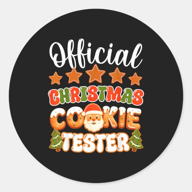 Adesivo Redondo Christmas Cookie Tester Taster Funny Family Baking (Frente)