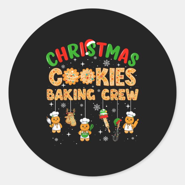 Adesivo Redondo Christmas Cookies Baking Crew Funny Cookie Family  (Frente)