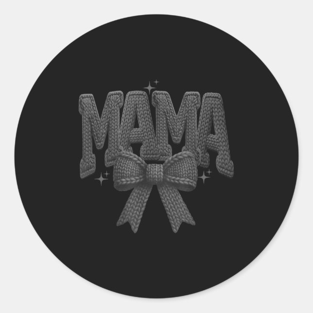 Adesivo Redondo Christmas Coquette Bow Yarn,retro Christmas Mama,m (Frente)