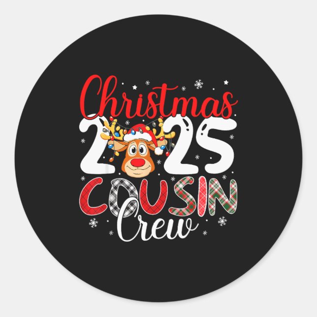 Adesivo Redondo Christmas Cousin Crew 2025 Matching Family Xmas Pa (Frente)