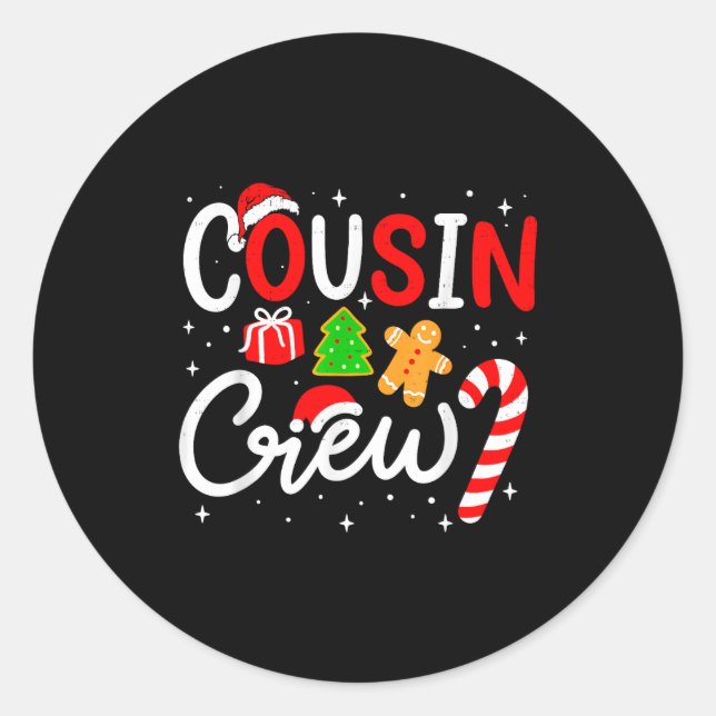 Adesivo Redondo Christmas Cousin Crew Candy Cane Family Matching H (Frente)