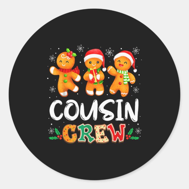 Adesivo Redondo Christmas Cousin Crew Santa Hat Family Matching Fu (Frente)