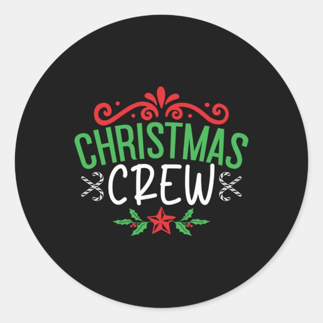 Adesivo Redondo Christmas Crew Family T Shirt  (Frente)