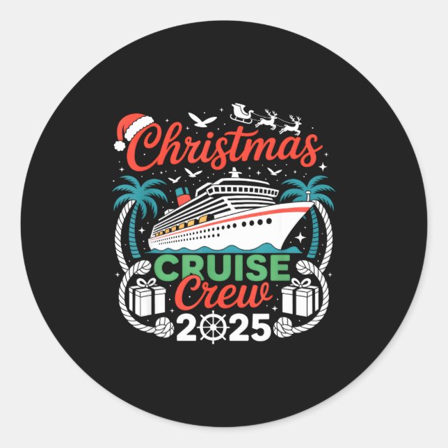 Adesivo Redondo Christmas Cruise Crew 2025 Matching  (Frente)