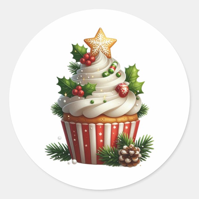 Adesivo Redondo Christmas Cupcake Simple Seasonal (Frente)