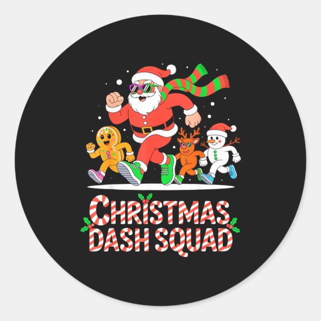 Adesivo Redondo Christmas Dash Squad Running Runner Marathon Team  (Frente)