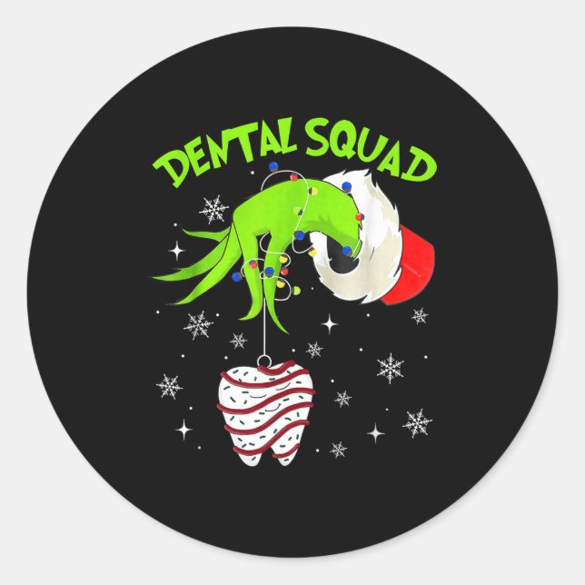Adesivo Redondo Christmas Dental Squad Cute Dentist Dental Hygieni (Frente)