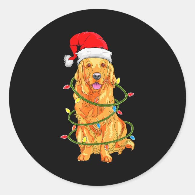 Adesivo Redondo Christmas Dog Shirt, Christmas Golden Retriever Pa (Frente)