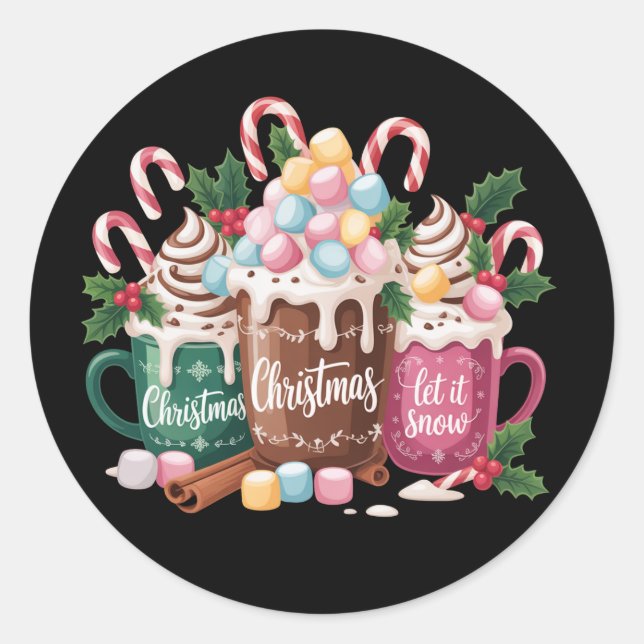 Adesivo Redondo Christmas Drinks Pink Coquette Gingerbread Coffee  (Frente)
