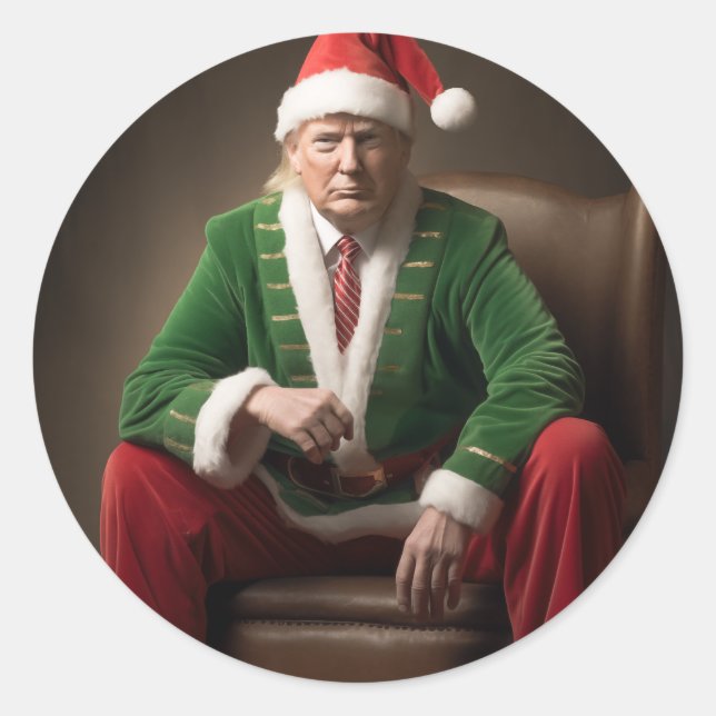 Adesivo Redondo Christmas Elf Donald Trump (Frente)