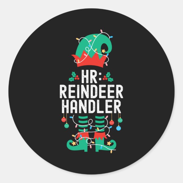 Adesivo Redondo Christmas Elf Office Team Party Family Matching  (Frente)