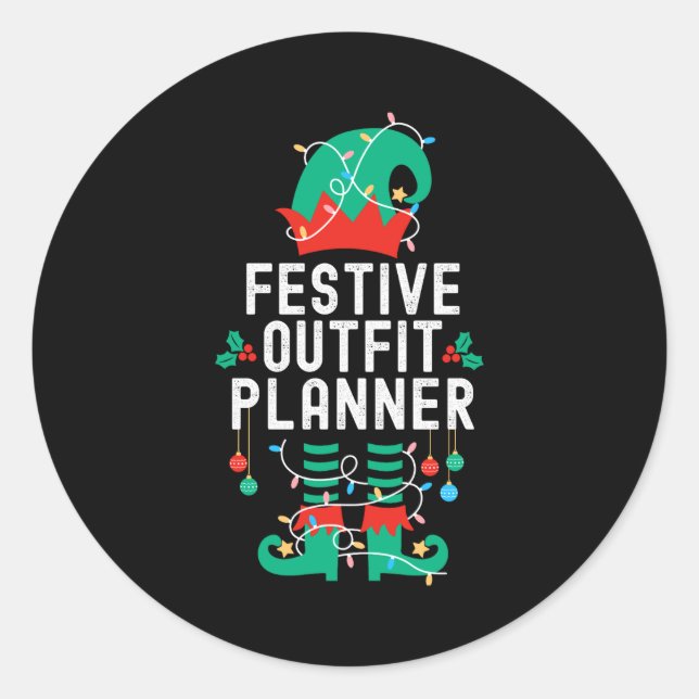 Adesivo Redondo Christmas Elf Office Team Party Family Matching _1 (Frente)