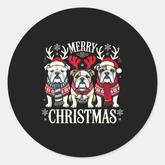 Adesivo Redondo Christmas English Bulldog Mom English Bulldog Chri (Frente)
