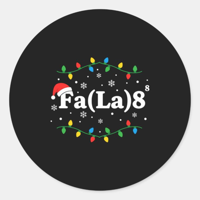 Adesivo Redondo Christmas Fa(la) 8 Funny Caroling Lights Santa Hat (Frente)