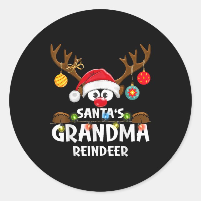 Adesivo Redondo Christmas Family Santa's Grandma Reindeer Pajama  (Frente)