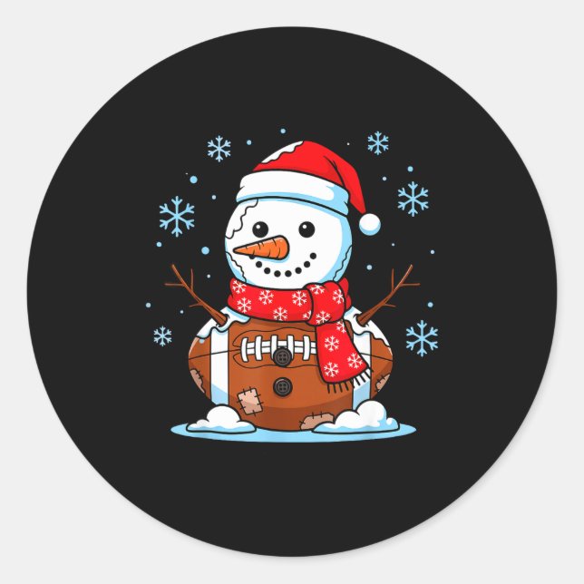 Adesivo Redondo Christmas Football Snowman Kids Football Christmas (Frente)