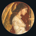 Adesivo Redondo Christmas Fresco Angel<br><div class="desc">Este item é ilustrado com um belo anjo fresco de Natal. O trabalho artístico original foi pintado em uma superfície plastada,  dando a aparência de um fresco renascentista. O trabalho tem uma sensação pré-raphaelita vintage.</div>