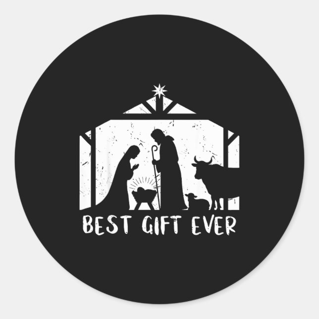 Adesivo Redondo Christmas Gift Jesus Nativity Christian Men Women  (Frente)