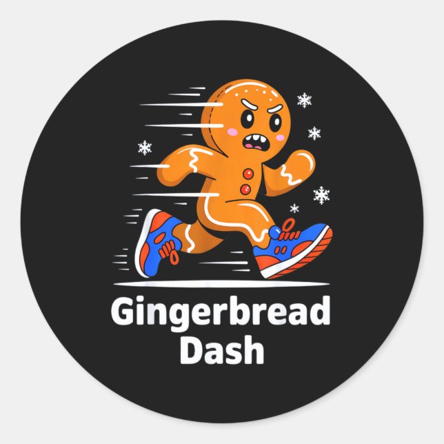 Adesivo Redondo Christmas Gingerbread Dash Running Runner Xmas Mar (Frente)