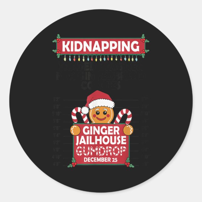 Adesivo Redondo Christmas Gingerbread Man Ginger Jailhouse Kidnapn (Frente)