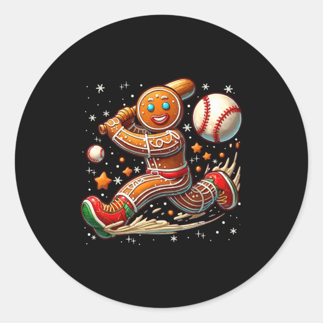 Adesivo Redondo Christmas Gingerbread Man Srts Player Funny Baseba (Frente)