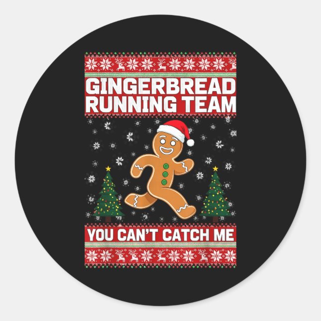 Adesivo Redondo Christmas Gingerbread Running Team Funny Xmas Tee  (Frente)